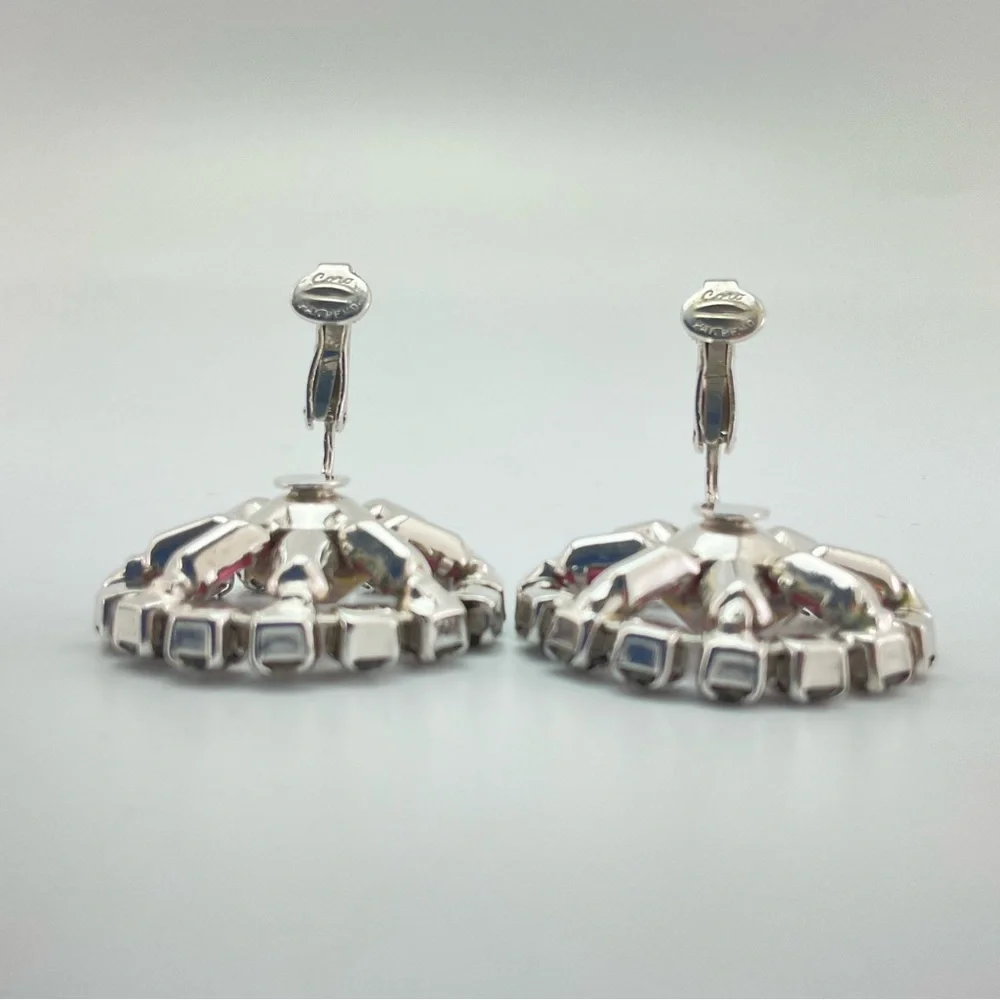 Coro Earrings, Signed, Pink AB & Gray Rhinestone Crystals, MCM, Super Sparkly
